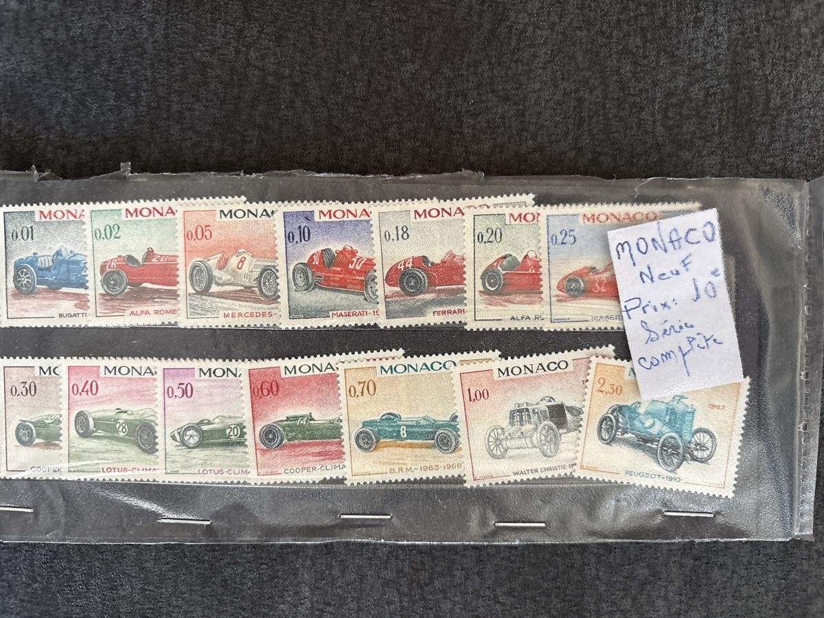 Tutti i francobolli: Monaco timbres voitures de course, série complète NEUF – Nuovo (secondo la descrizione) da Carouge GE venduto da irma016