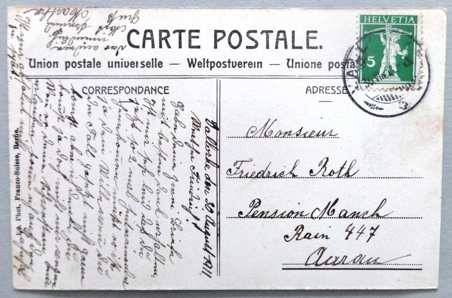 Cartoline postali: Vallorbe - L' Eglise – Usato da Fétigny venduto da Billy2miny 1
