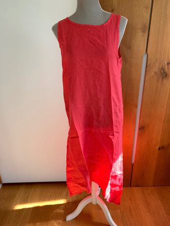 Made in Italy - langes Vokuhila Leinenkleid Apricot Gr S/M
