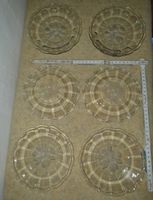 6 piattini in vetro con decoro centrale
