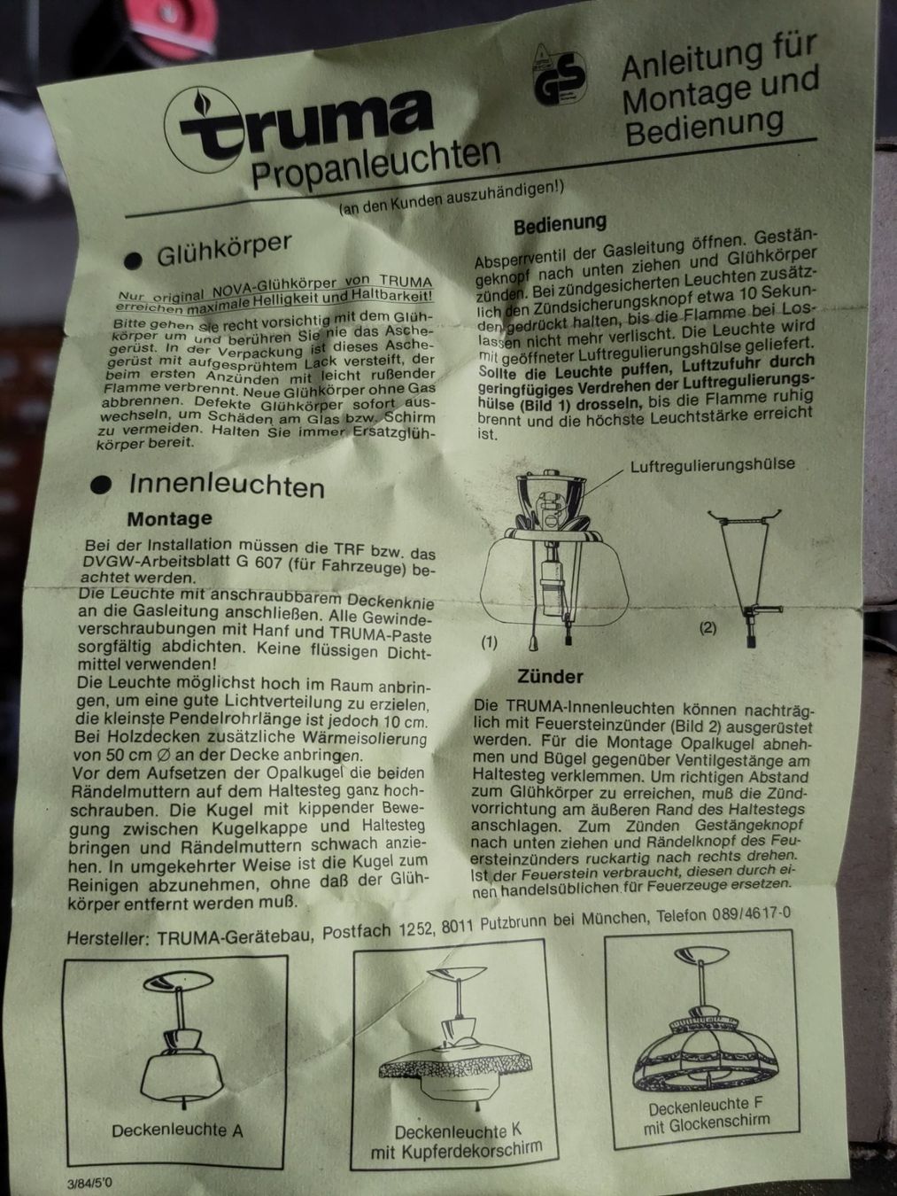 Kronleuchter & Deckenlampen: Gaslampe – Neu (gemäss Beschreibung) aus Möhlin von Panjo63 1