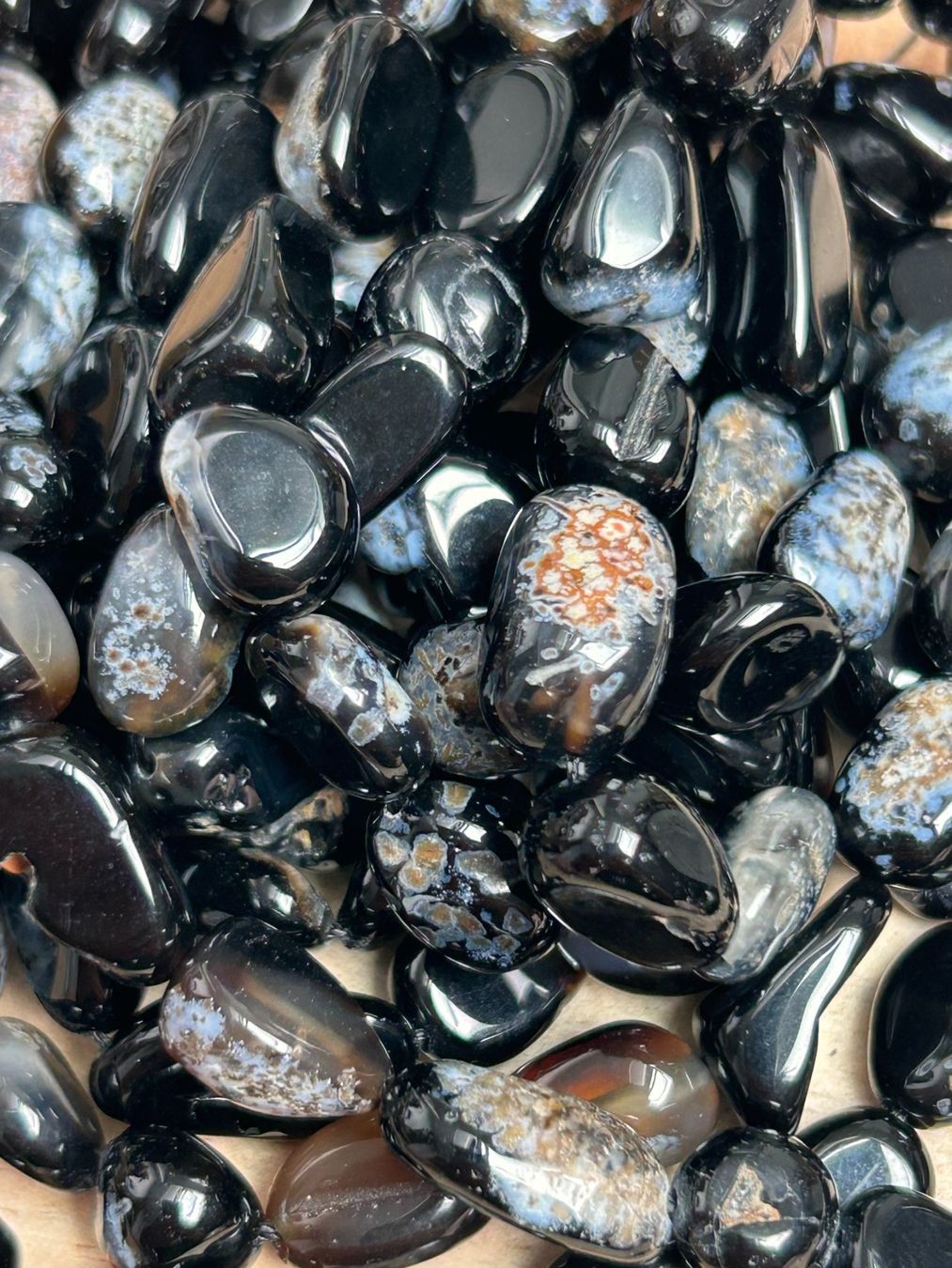 Pietre preziose: Strang echte black onyx Nuggets / stone 8-10 mm – Nuovo e nell'imballaggio originale da Niederrohrdorf venduto da Ytobi 1
