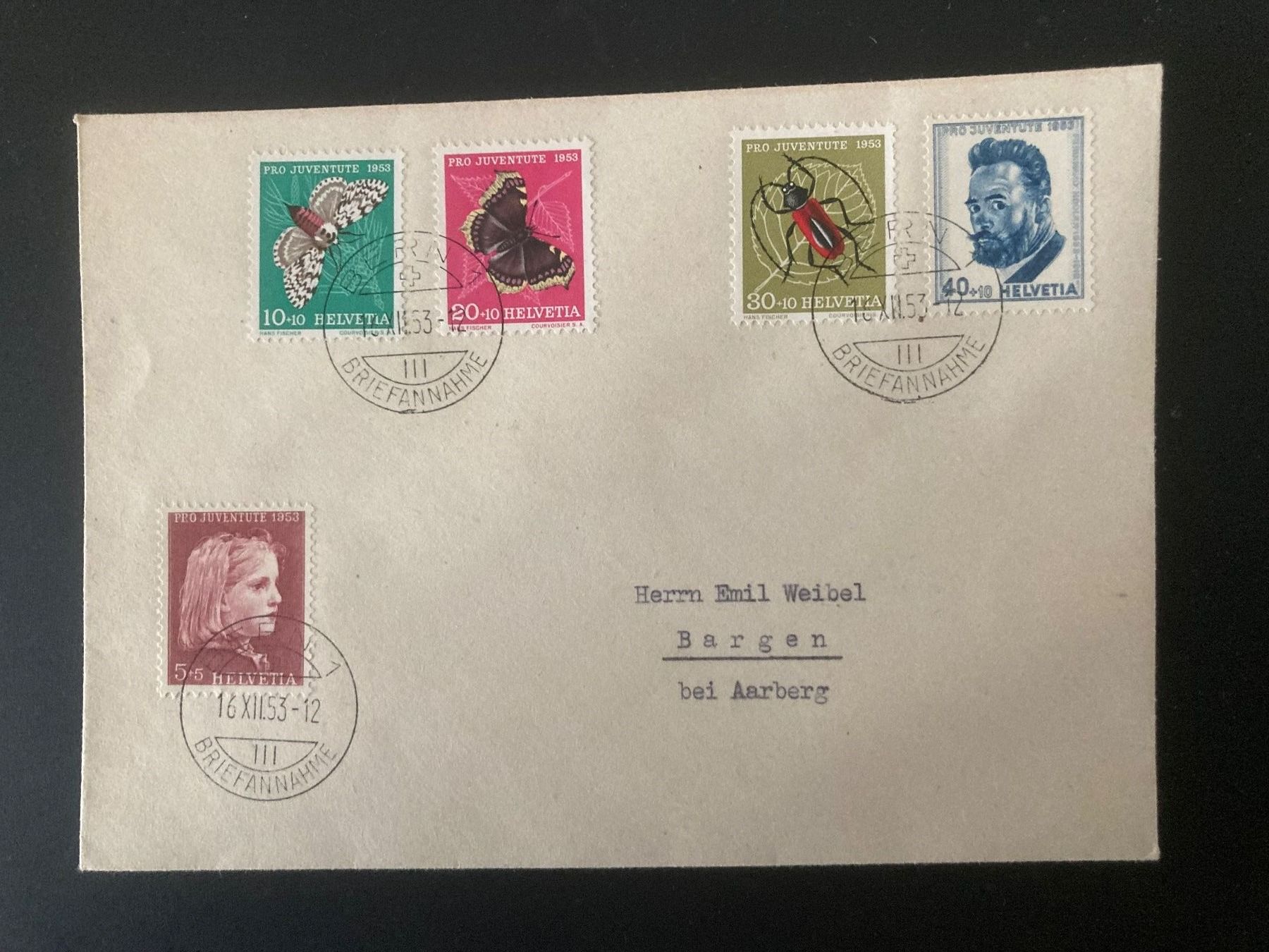 Tutti i francobolli: Pro Juventute Brief 1952 Nr. 148-152 – Usato da Meyriez venduto da kra_xtl8