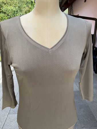 Alkena Damen TShirt 100% Seide 3/4 Arm S Metallic Grau
