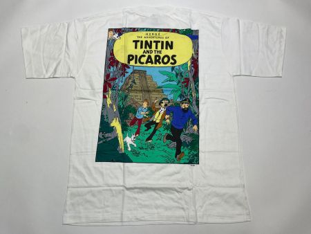 Vintage 90s T-Shirt Tintin Double Print New Under Blister L