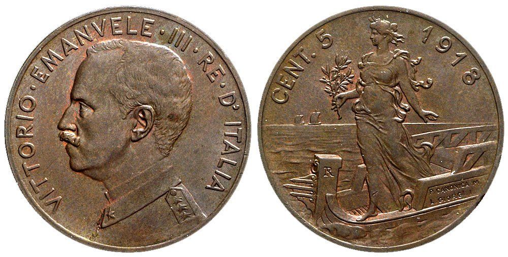 Toutes les monnaies: Italien, 5 Cents 1918 Roma – D'occasion à Chiasso par Novamarketing
