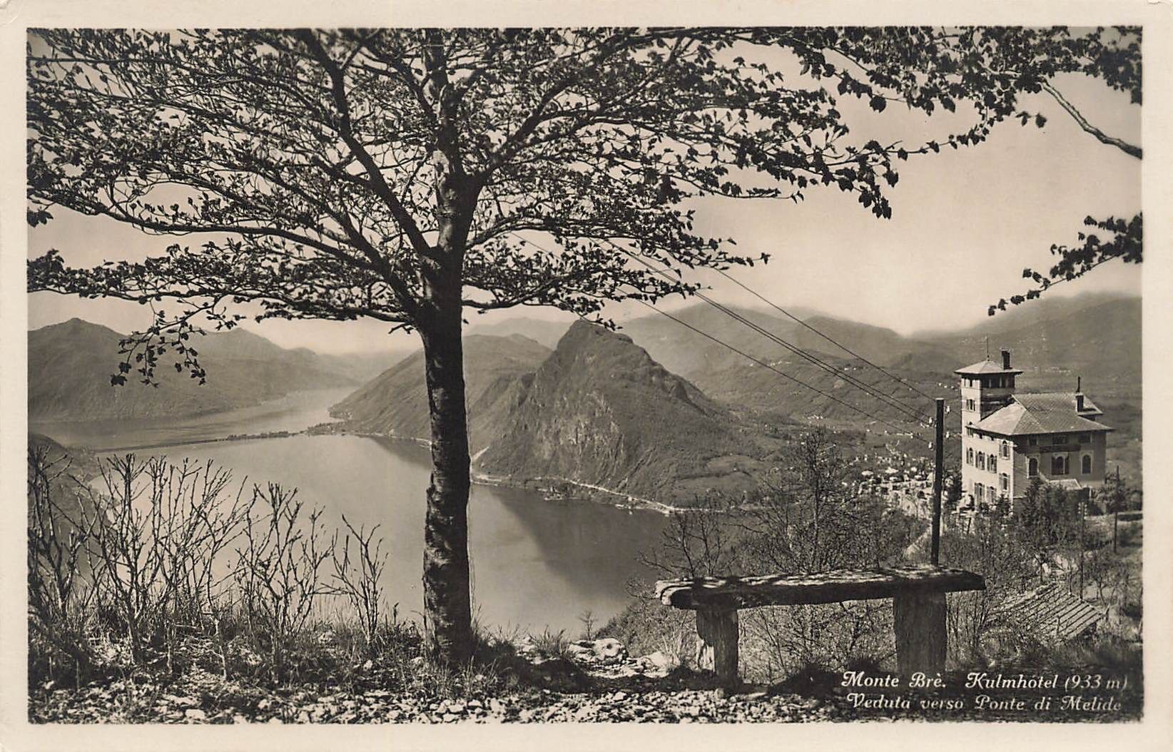 Cartoline postali: Monte Bre Lugano con ponte melide – Usato da Biasca venduto da Blenio71