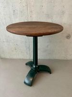 Art Deco Bistrotisch Eiche massiv, Gusseisenfuss