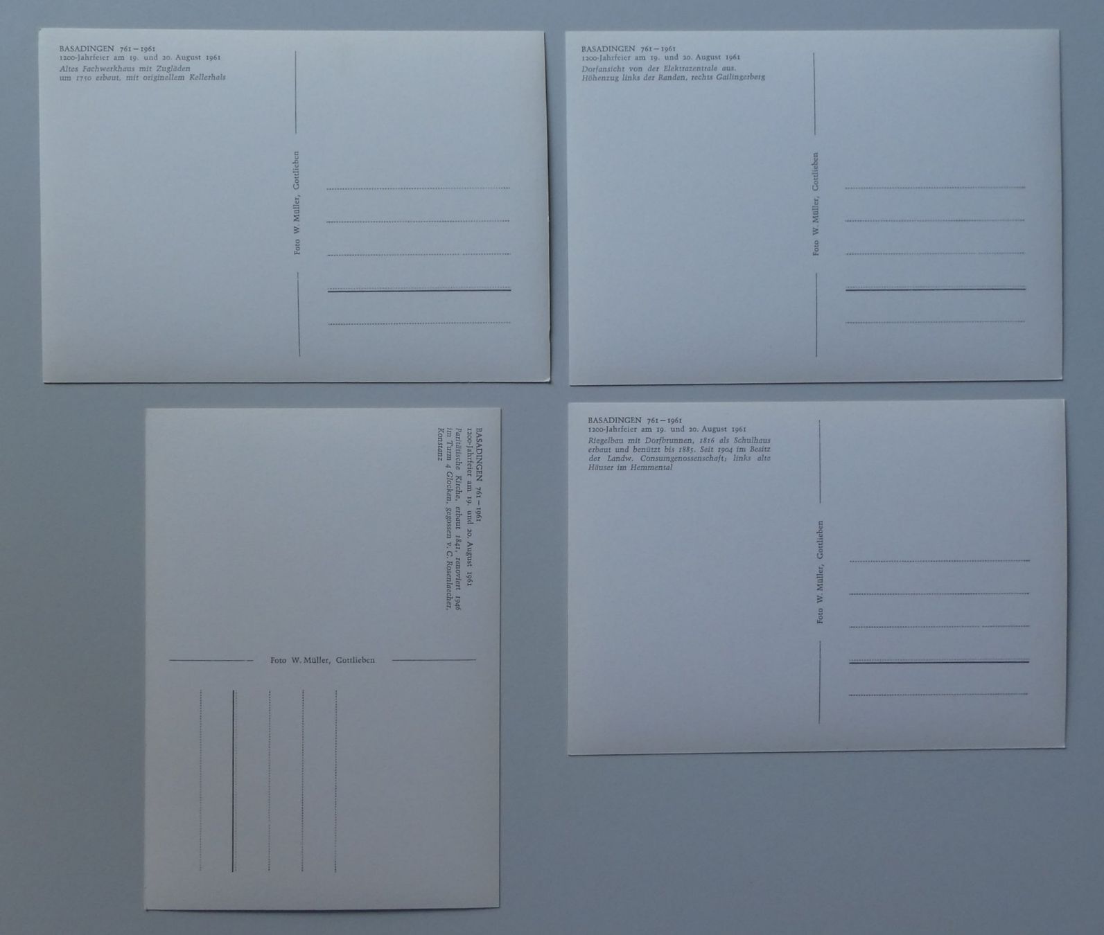Cartoline postali: 4 Basadingen Postkarten 1961 historisch – Usato da Frauenfeld venduto da Astra13 1
