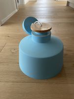 Stylish Blue Pendant Lamp with Wood Accent