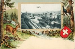 Stäfa   ZH   -    Bahnhof - Eisenbahn      um  1 9 0 8