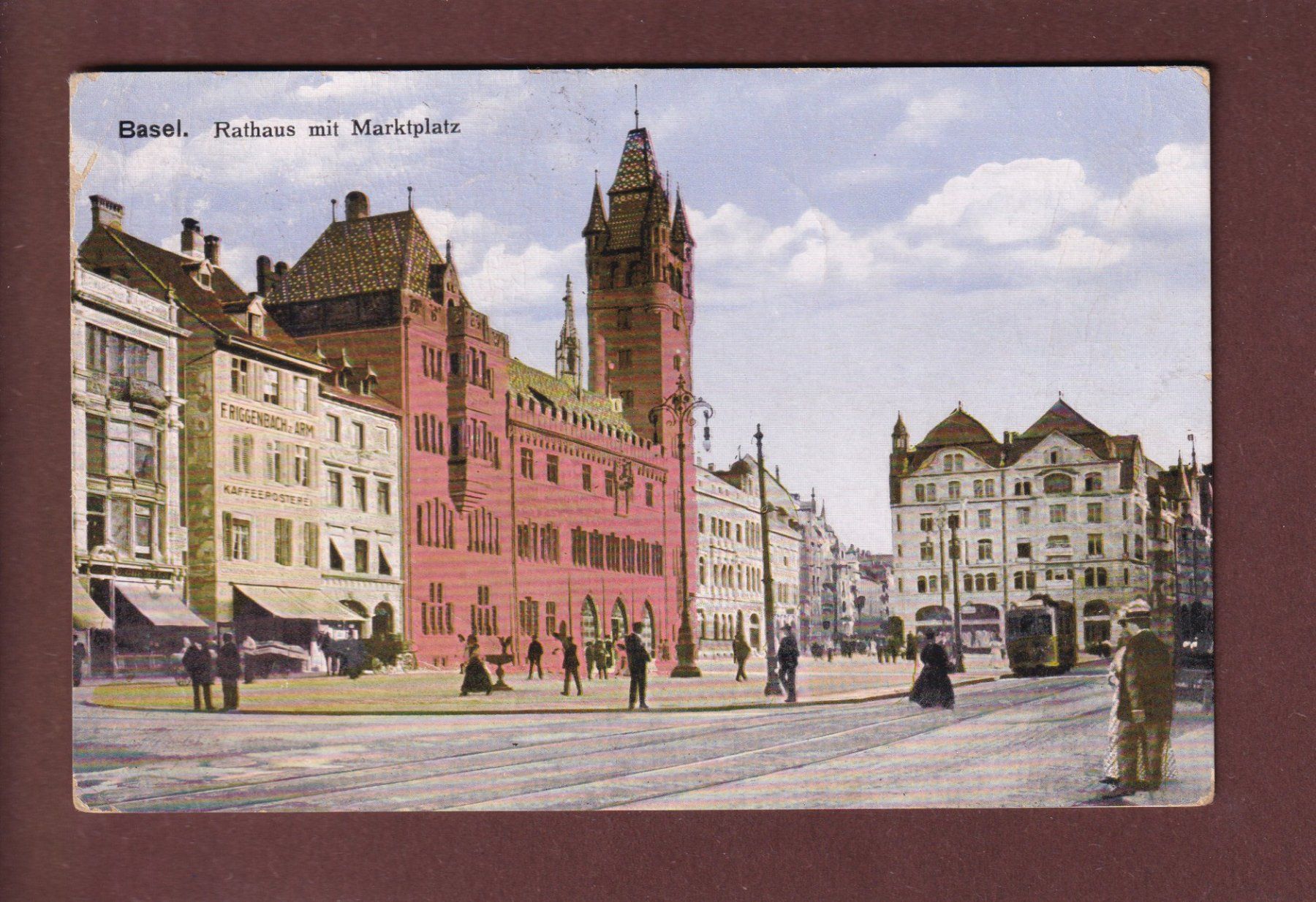 Cartoline postali: BASEL - Rathaus - Marktplatz - 1919 – Usato da Pully venduto da nicecards