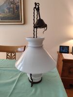 Hängelampe Milchglas weiss Metall antik alt