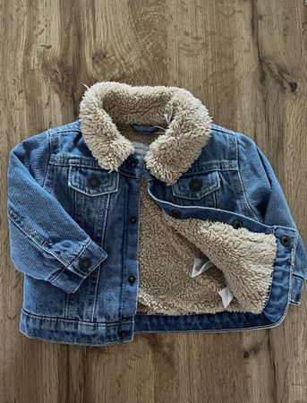 Warme Jeansjacke mit Teddyfutter, Grösse 74 Top Zustand