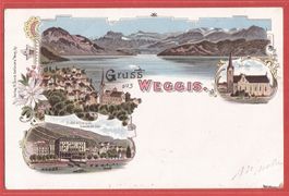 Weggis mit Hotel Löwen - Litho 1899
