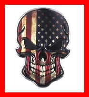3D Aluminium Totenkopf Sticker U.S.A. Aufkleber Badge Patch