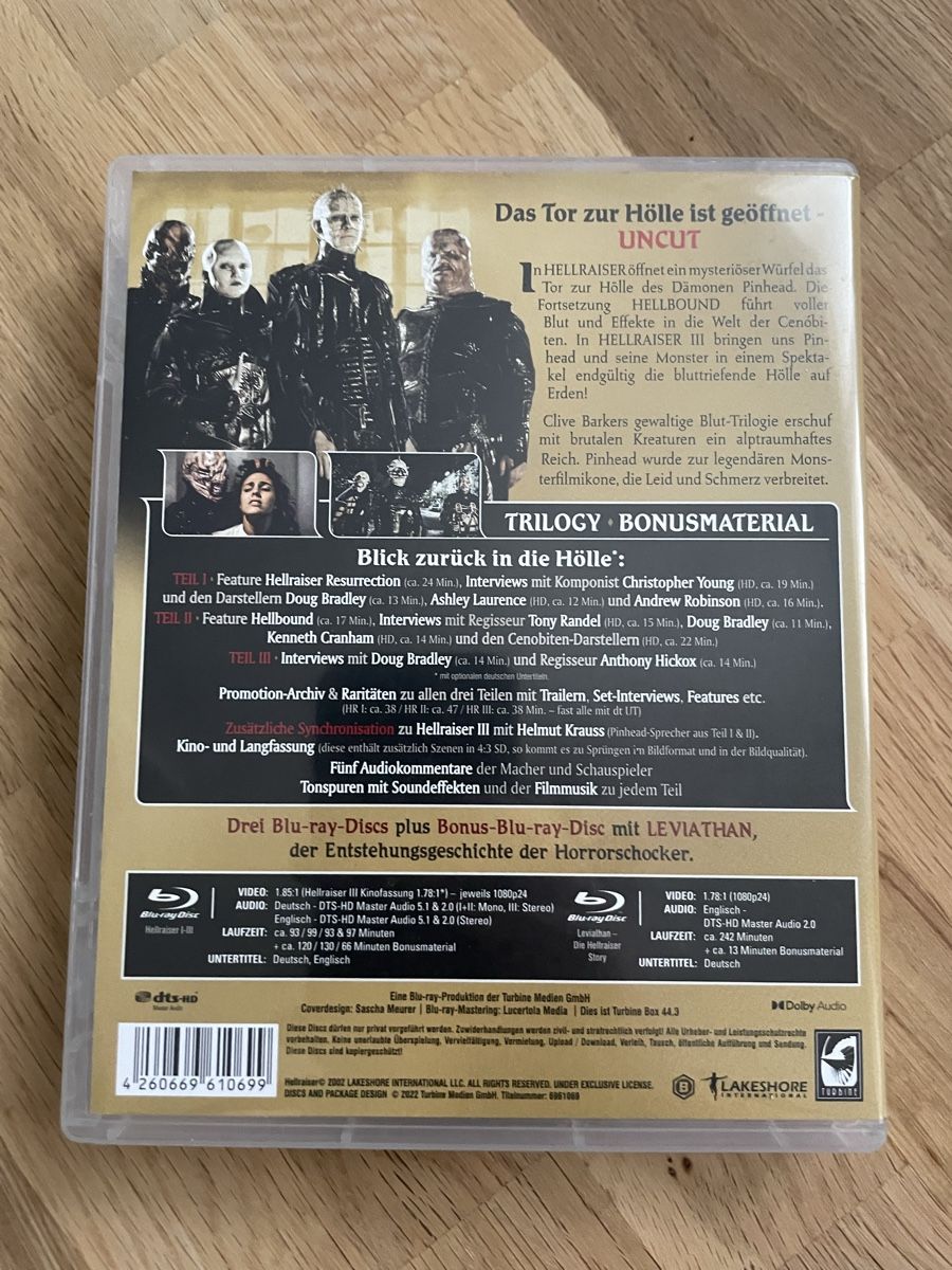 Tutti i DVDs: Hellraiser Trilogy uncut auf Blu-ray – Usato da Belp venduto da beardman 1