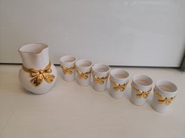 🤩7 STK: TASSENSET & KRUG WEISS-GOLD AUS PORZELLAN  NEU