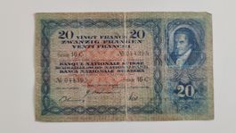 20 Franken 1942, Serie 16C, Banknote Schweiz (LP2)