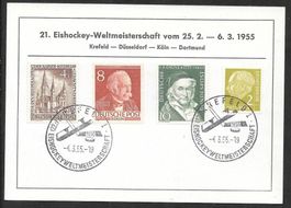 Sonderkarte 21. Eishockey WM Deutschland Krefeld 4.3.1955