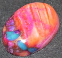 Cabochon L-7125 – Rosa Oyster Kupfer Türkis 14x10 mm