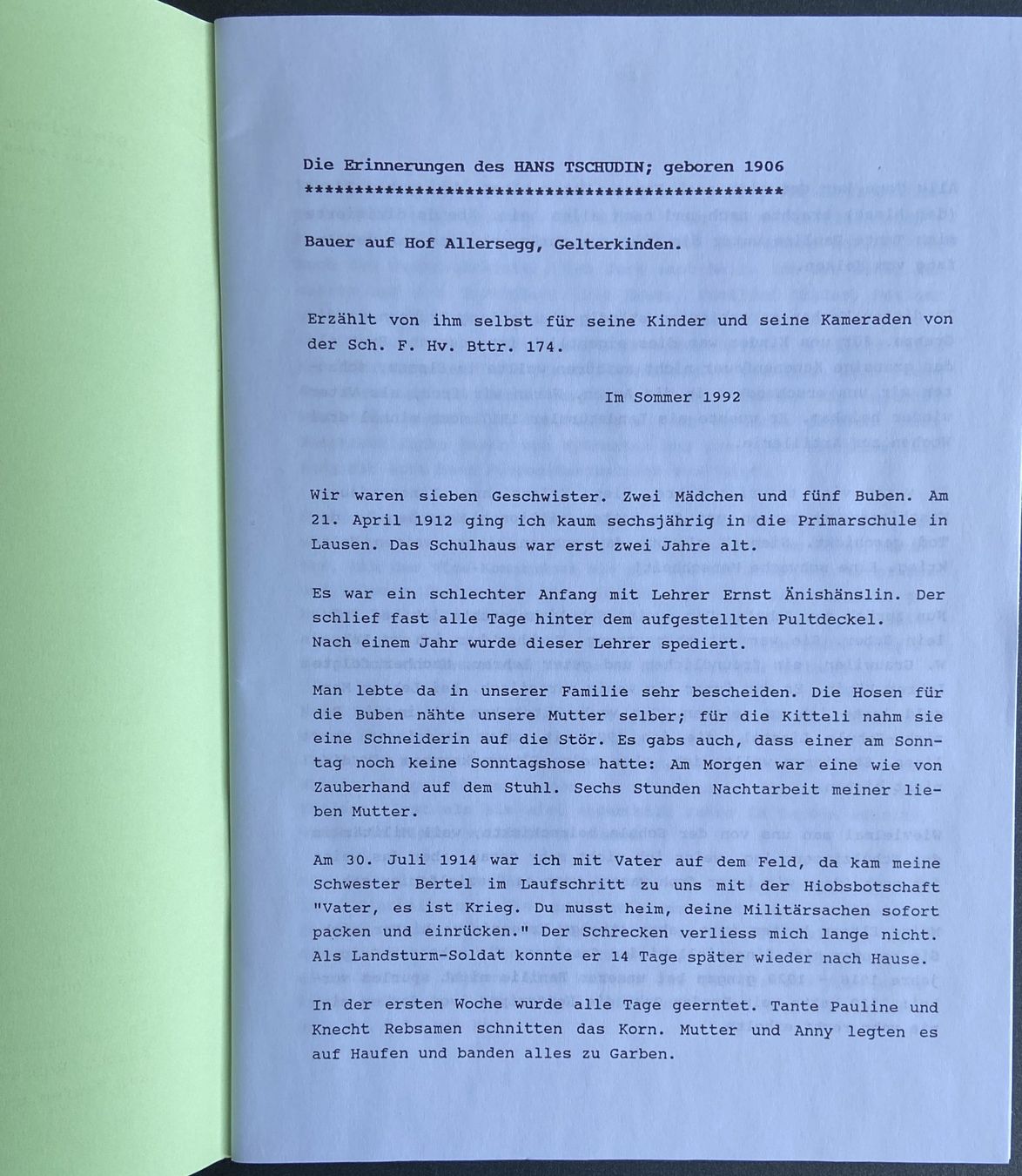 Libri: Büchlein "Erinnerung eines 85 jährigen Bauern" – Usato da Böckten venduto da Hansi36 1