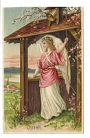 Gesegnete Ostern - Engel läutet Glocke - Präge-Litho - 1911