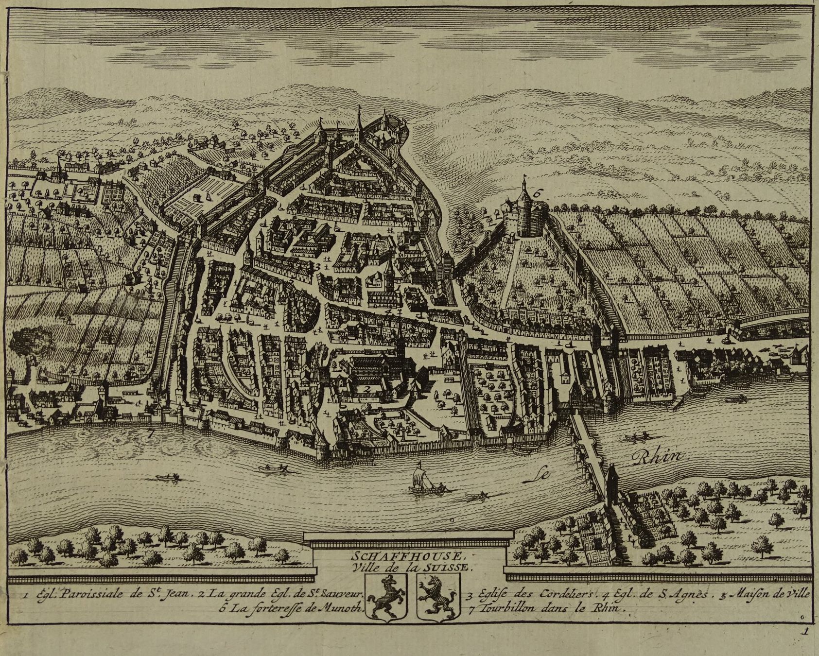 Stiche: SCHAFFHAUSEN, KUPFERSTICH 1778 – Gebraucht aus Grüningen von Kartensammler 1