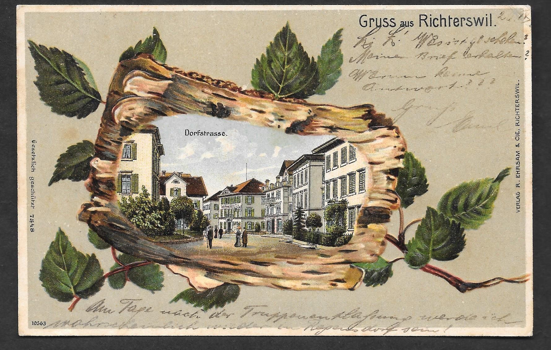 Cartoline postali: Richterswil Lithografie Dorfstrasse – Usato da Olten venduto da clotaldi