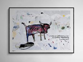Golf Caddy Crans-Montana Moderne Kunst Art Brut Kuh Cow Bild