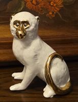 Keramik Affe Figur, Vintage Deko mit Goldakzenten