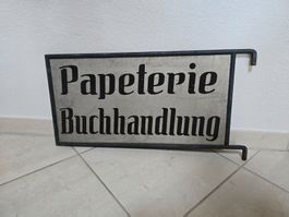 Schönes antikes Ladenschild "Papeterie Buchhandlung"