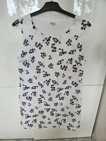 Kleid Sommerkleid Gr. 40 / L  Leinen Baumwolle Weiss Blau