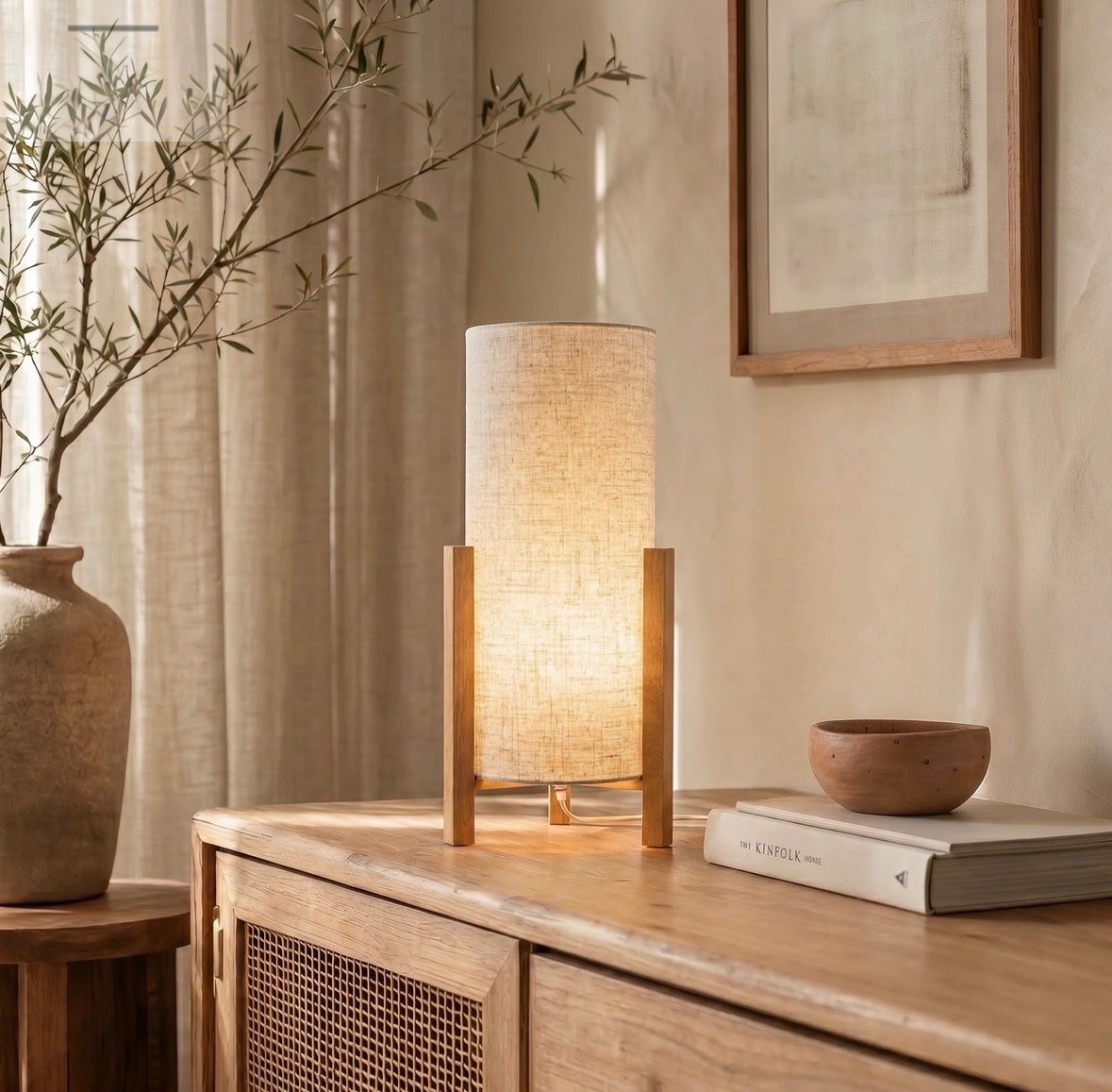 Lampade: NEU: Tischleuchte mit holz & leinentextil – Nuovo e nell'imballaggio originale da glattbrugg venduto da melisa13