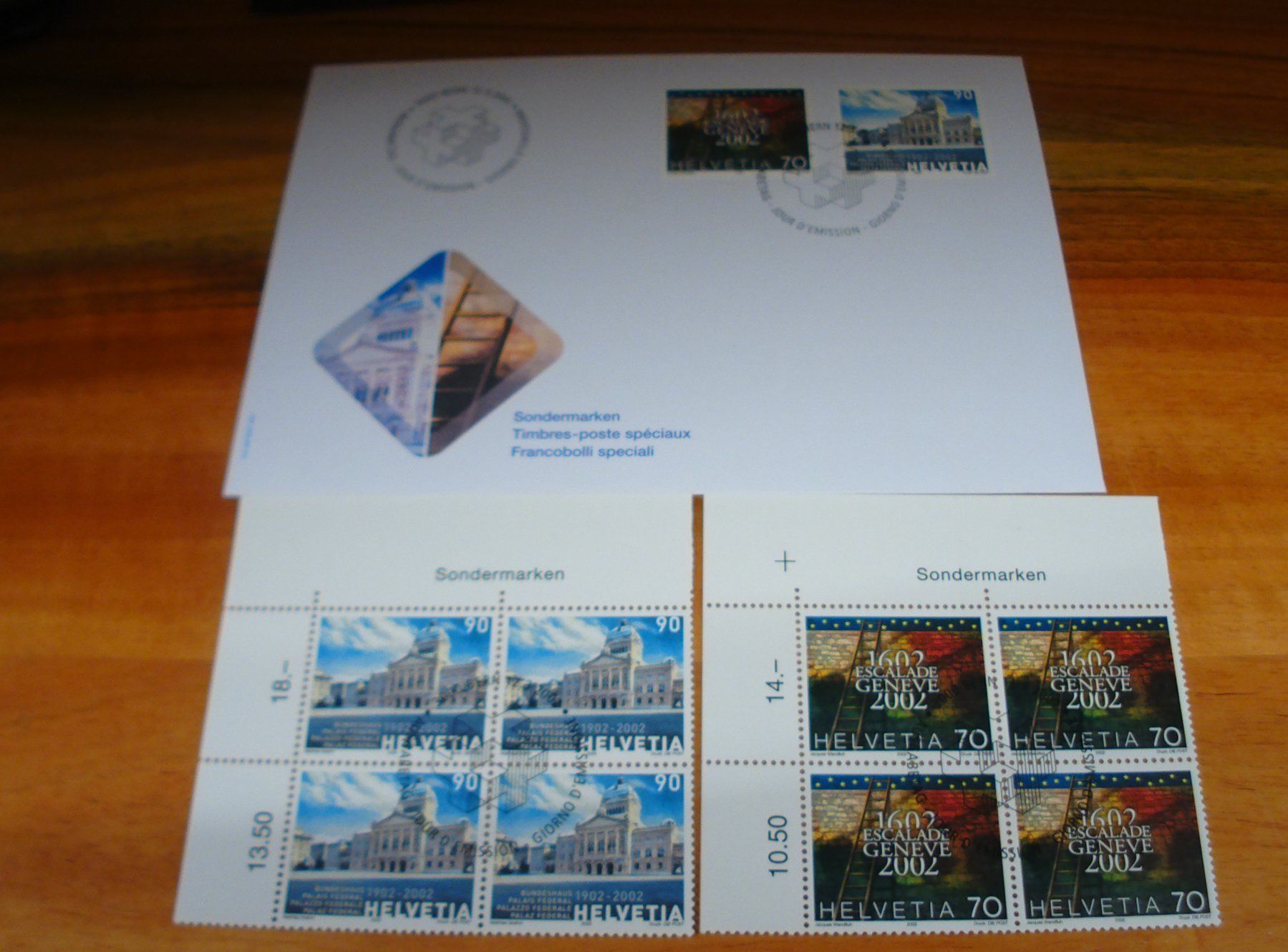 Alle Briefmarken: Satz Sondermarken 2002, 4erblock ET-o + FDC – Gebraucht aus Niederwil AG von morostahu 1