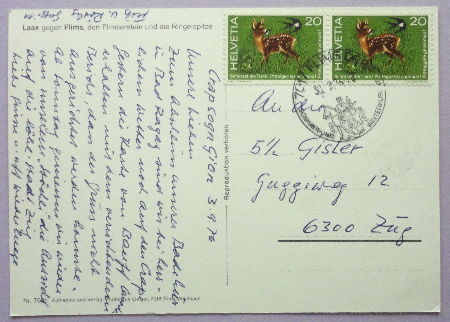 Cartoline postali: Laax gegen Flims – Usato da Fétigny venduto da Billy2miny 1