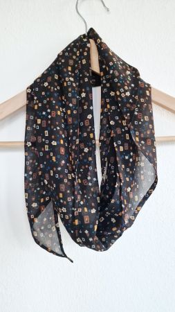 Damen Foulard ca. 28cm x 145cm Schwarz Braun gemustert