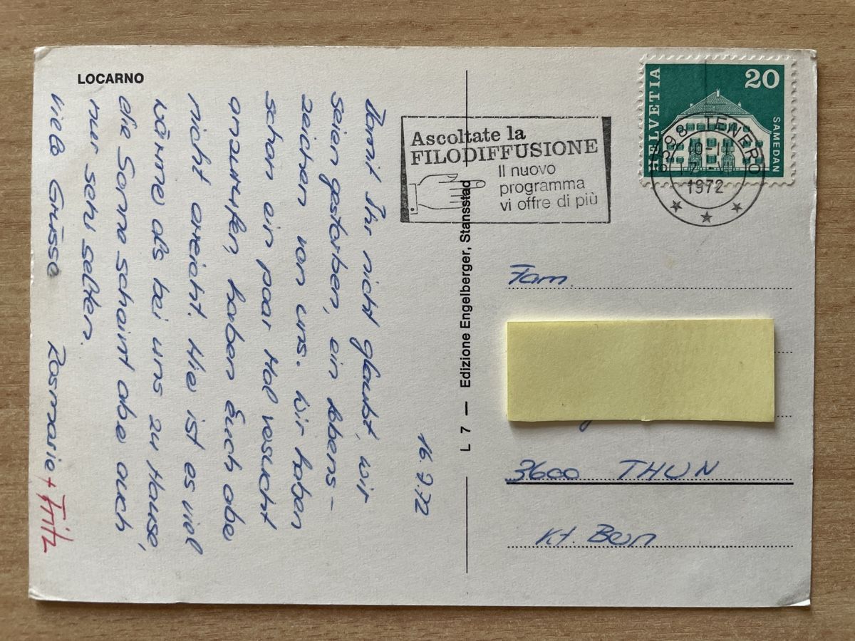 Ansichtskarten: Locarno Ansichtskarte 1972 Frankiert Palmen See – Gebraucht aus Neuhausen am Rheinfall von Arielle55 1