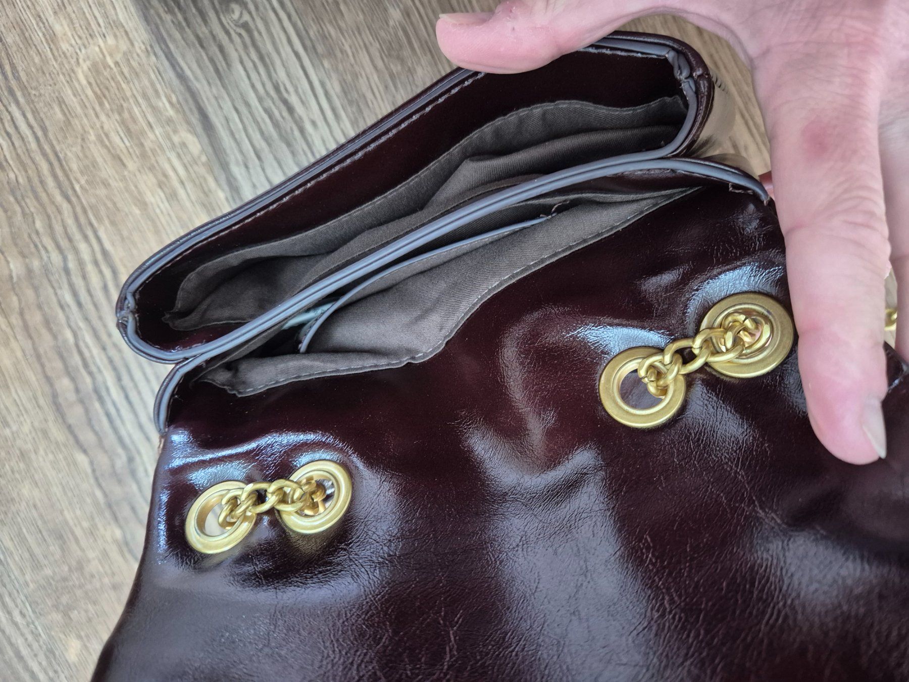Taschen für Damen: Brown + gold crossbody bag – Gebraucht aus Zürich von monadiederich 3