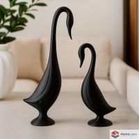 Elegant Black Swan Sculptures – Minimalist Decor - 3D Print