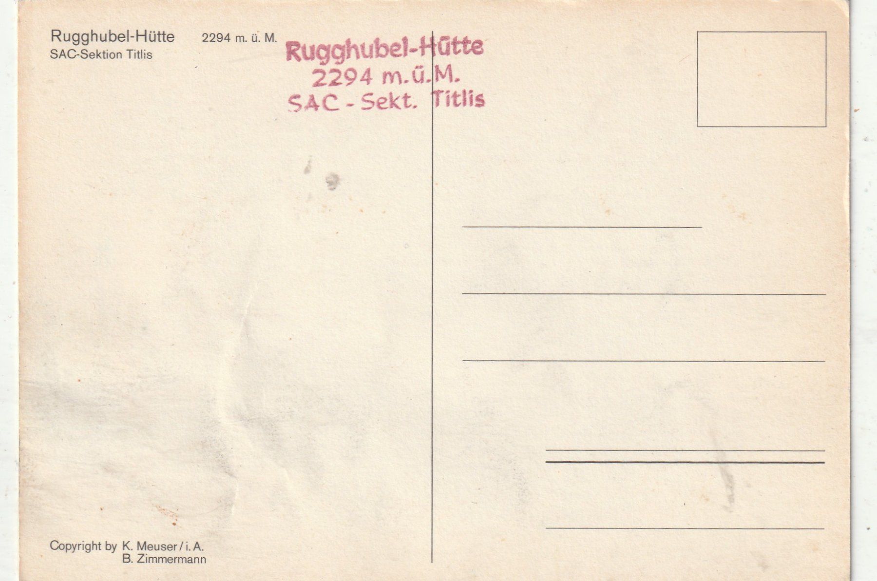 Cartoline postali: Rugghubelhütte  SAC – Usato da Lumbrein venduto da made02 1