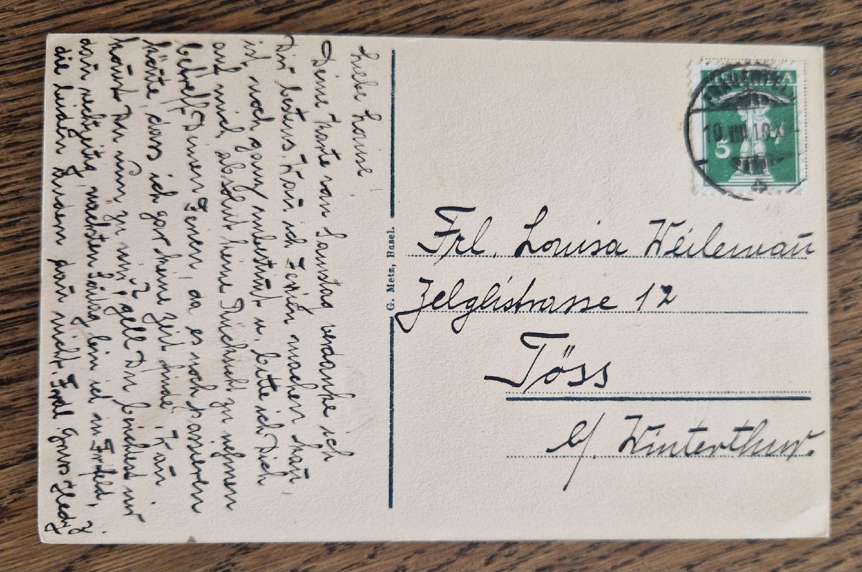 Cartoline postali: Frauenfeld 1910 a. L. Weilemann, Töss – Usato da Ebikon venduto da Donar50 1