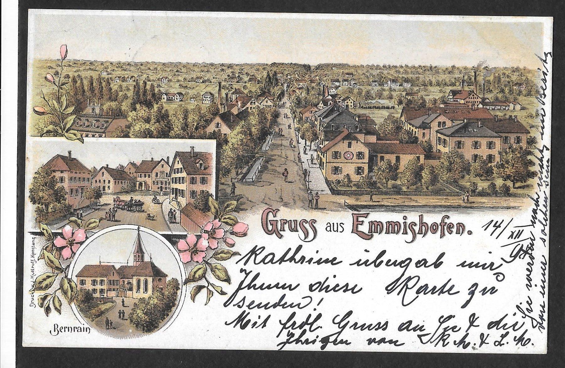 Cartoline postali: Emmishofen farbige Lithografie 3 Bilder – Usato da Olten venduto da clotaldi