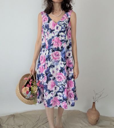 Sommerkleid Blumenmuster Gr. 42 M&Co. frisch & leicht