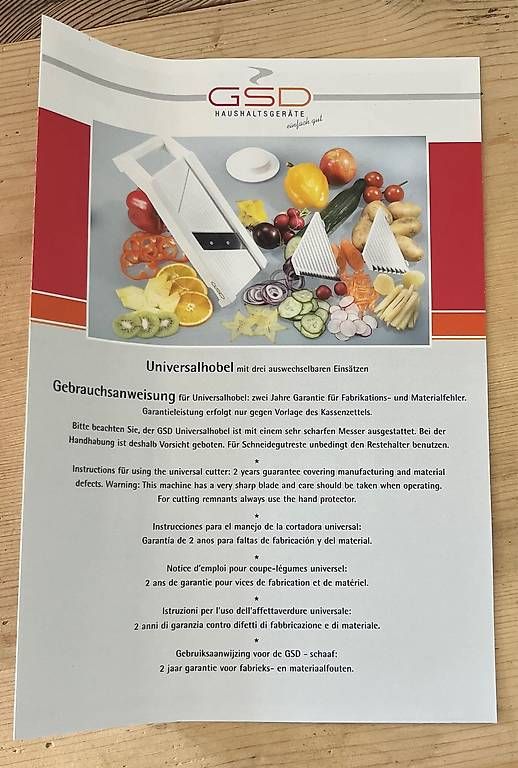 Elettrodomestici da cucina: GSD Universalhobel mit 3 Einsätzen – Nuovo e nell'imballaggio originale da Urdorf venduto da Resumasa 2