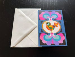 Vintage Karte mit Vogelmotiv, ungebraucht, inkl. Couvert