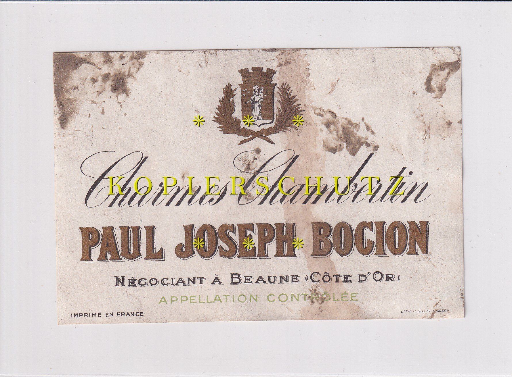 Carta: Etikette für Wein - Charmes-Chambertin /bd – Usato da Hombrechtikon venduto da Rudolf07