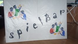 Werbeplakat Spielbar weiss gebraucht