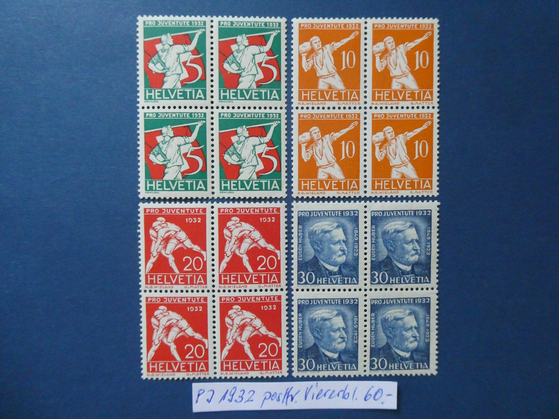 Tutti i francobolli: PJ 1932 postfrische ** Viererblöcke – Usato da Lausen venduto da Herbamare01