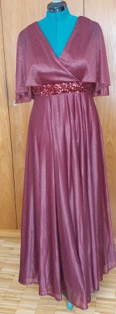 Abito da sera bordeaux con paillettes, taglia 40/42